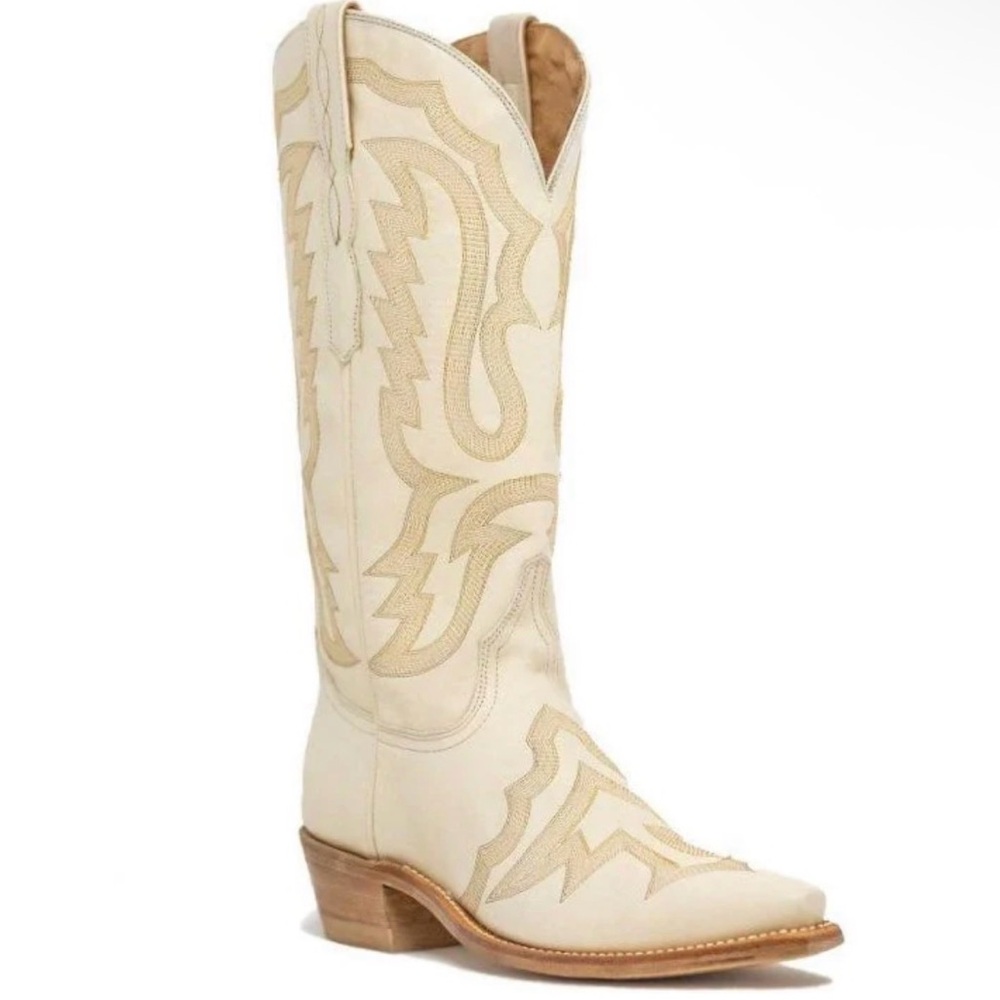 Lucchese Ivory Heeled Cowboy Boots - Picture 2 of 12